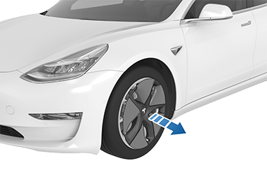 一个流线型盖，以及一个指向轮胎外部的箭头